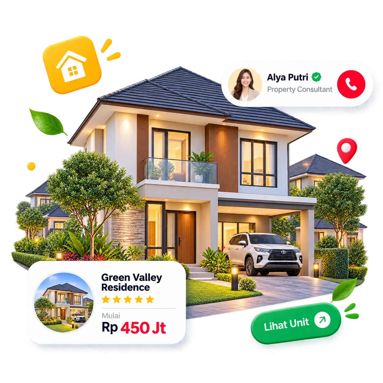 Rumah modern Green Valley Residence dengan konsultan properti dan harga mulai Rp 450 juta